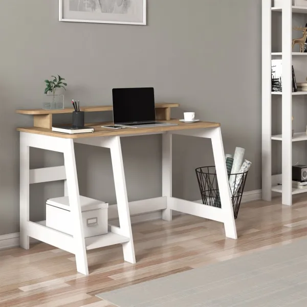 Písací stôl Country - White, Oak