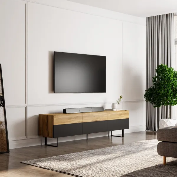 TV stolík Sign - Black, Oak