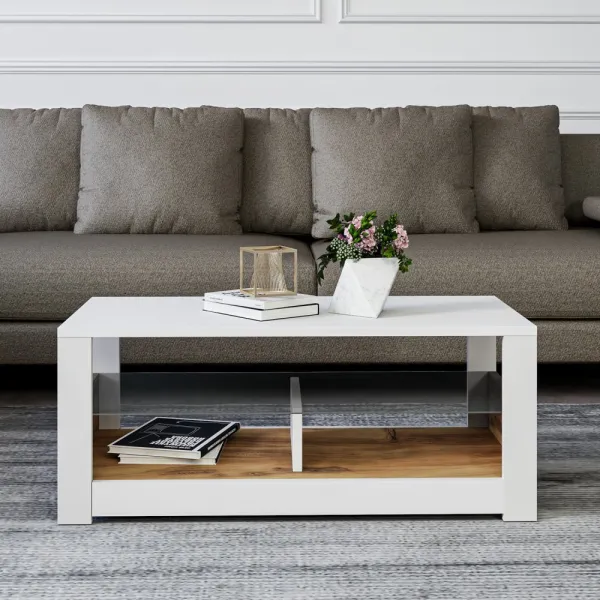 Konferenčný stolík Aydos - White, Oak