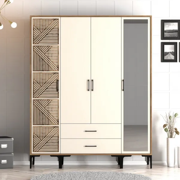 Šatníková skriňa Kumsal PTR - Walnut, Cream