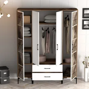 Šatníková skriňa Kumsal PTP - Walnut, White