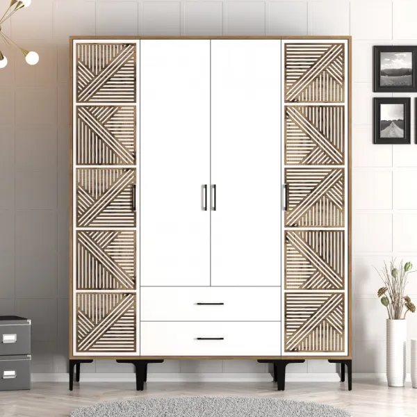 Šatníková skriňa Kumsal PTP - Walnut, White