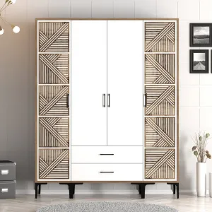 Šatníková skriňa Kumsal PTP - Walnut, White