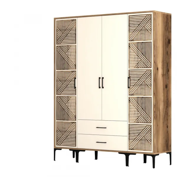 Šatníková skriňa Kumsal PTP - Walnut, Cream