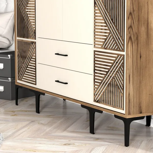 Šatníková skriňa Kumsal PTP - Walnut, Cream