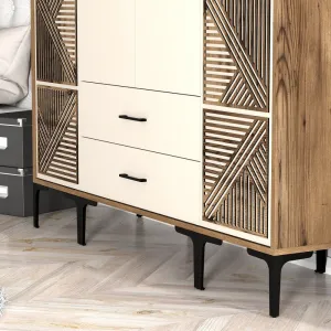 Šatníková skriňa Kumsal PTP - Walnut, Cream