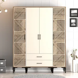 Šatníková skriňa Kumsal PTP - Walnut, Cream
