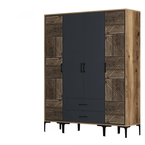 Šatníková skriňa Kumsal PTP - Walnut, Anthracite