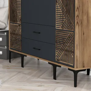 Šatníková skriňa Kumsal PTP - Walnut, Anthracite