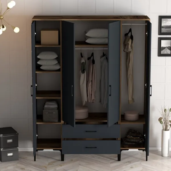 Šatníková skriňa Kumsal STR - Walnut, Anthracite