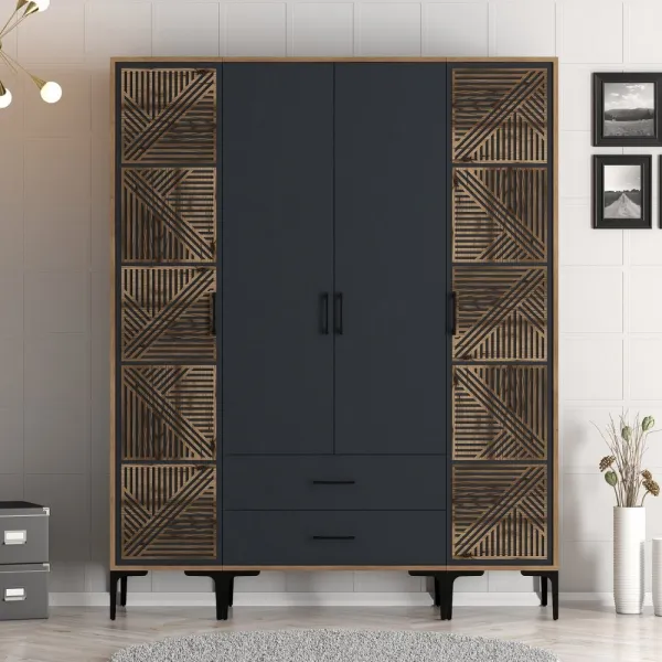 Šatníková skriňa Kumsal PTP - Walnut, Anthracite