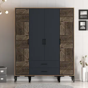 Šatníková skriňa Kumsal PTP - Walnut, Anthracite