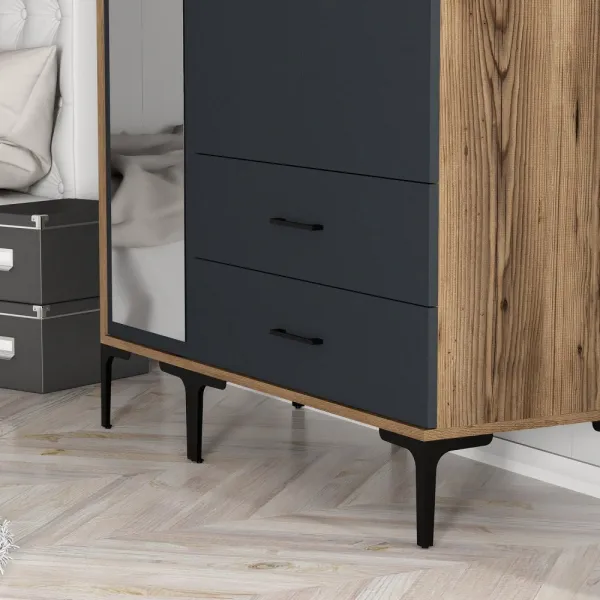 Šatníková skriňa Kumsal RT - Walnut, Anthracite