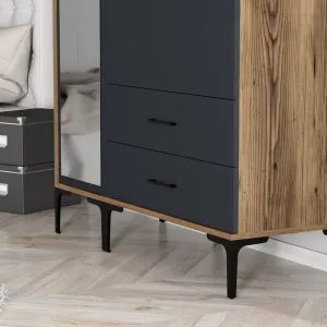 Šatníková skriňa Kumsal RT - Walnut, Anthracite