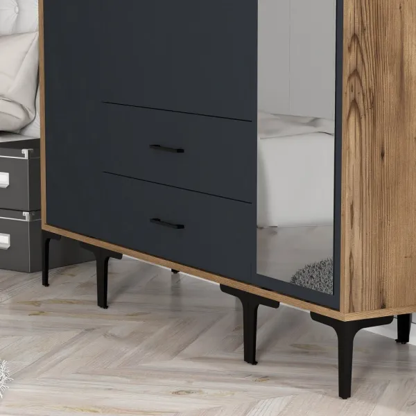 Šatníková skriňa Kumsal STR - Walnut, Anthracite