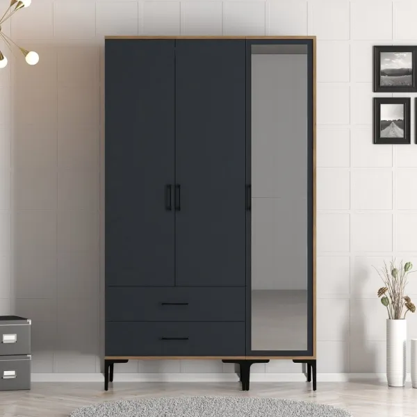 Šatníková skriňa Kumsal RT - Walnut, Anthracite