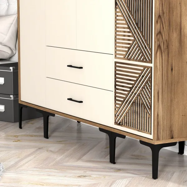 Šatníková skriňa Kumsal STP - Walnut, Cream