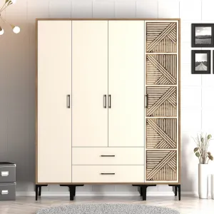 Šatníková skriňa Kumsal STP - Walnut, Cream