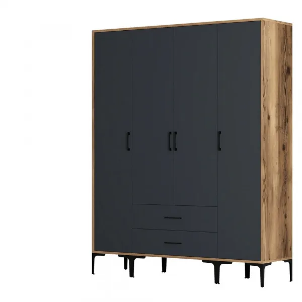 Šatníková skriňa Kumsal STS - Walnut, Anthracite