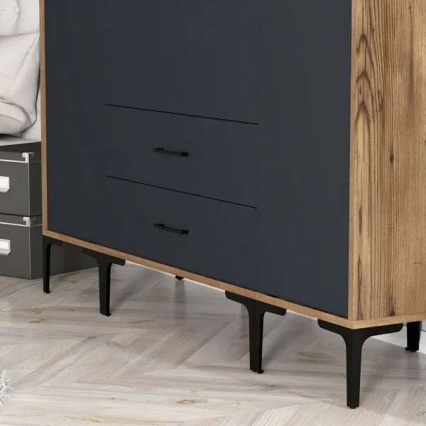 Šatníková skriňa Kumsal STS - Walnut, Anthracite