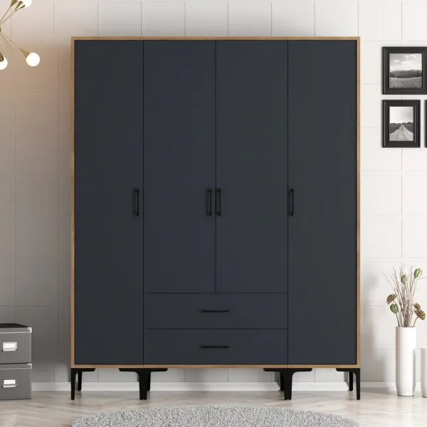 Šatníková skriňa Kumsal STS - Walnut, Anthracite