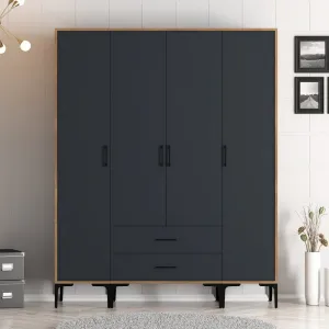 Šatníková skriňa Kumsal STS - Walnut, Anthracite