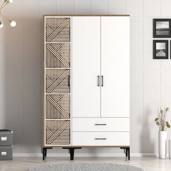 Šatníková skriňa Kumsal PT - Walnut, White