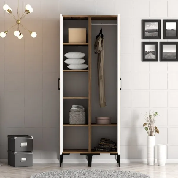 Šatníková skriňa Kumsal PP - Walnut, White