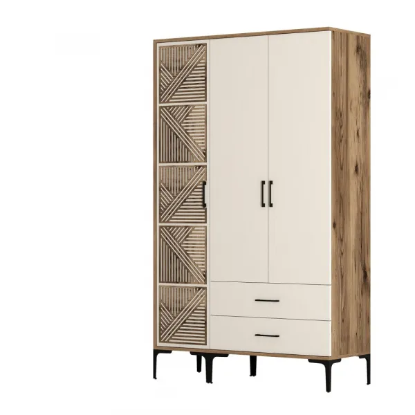 Šatníková skriňa Kumsal PT - Walnut, Cream