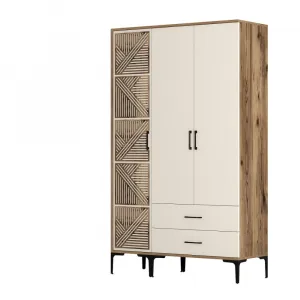 Šatníková skriňa Kumsal PT - Walnut, Cream