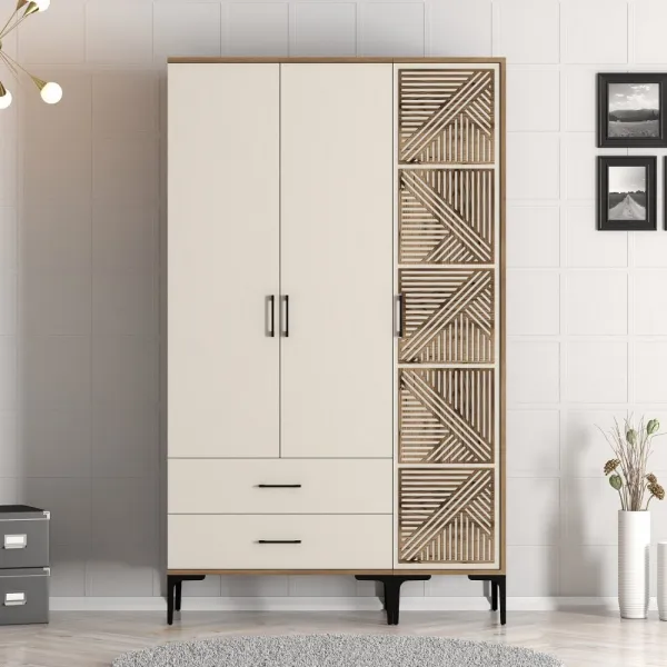Šatníková skriňa Kumsal PT - Walnut, Cream