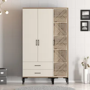 Šatníková skriňa Kumsal PT - Walnut, Cream
