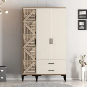 Šatníková skriňa Kumsal PT - Walnut, Cream