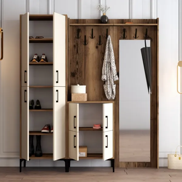 Predsieňová stena Berlin ABC - Walnut, Cream