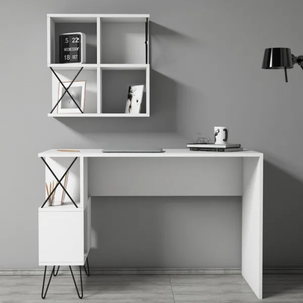 Písací stôl s knižnicou Extra 2 - White