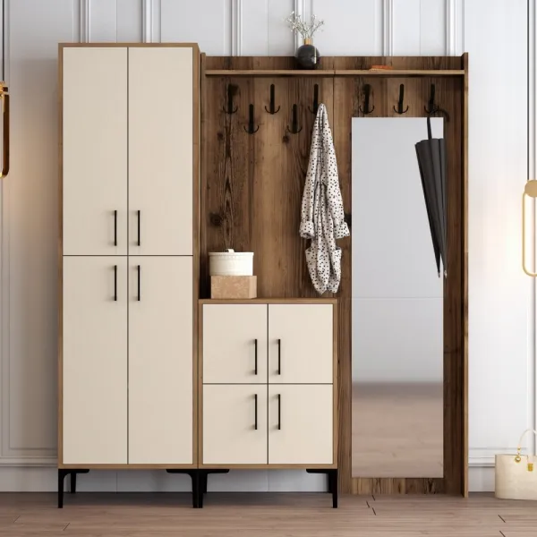 Predsieňová stena Berlin ABC - Walnut, Cream