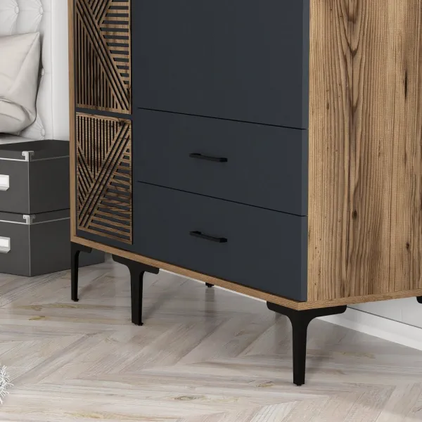 Šatníková skriňa Kumsal PT - Walnut, Anthracite