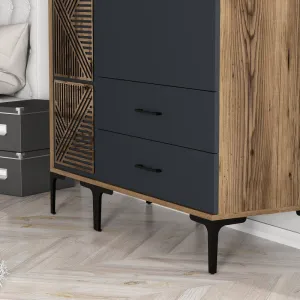 Šatníková skriňa Kumsal PT - Walnut, Anthracite