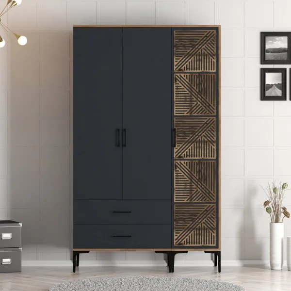 Šatníková skriňa Kumsal PT - Walnut, Anthracite