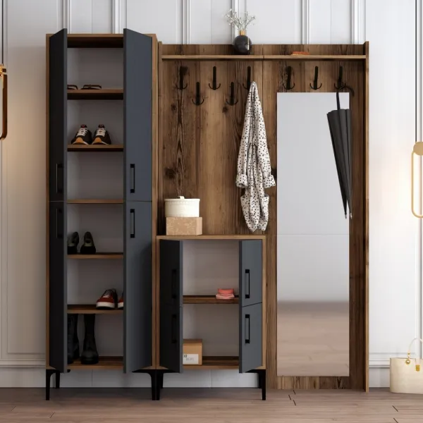Predsieňová stena Berlin ABC - Walnut, Anthracite