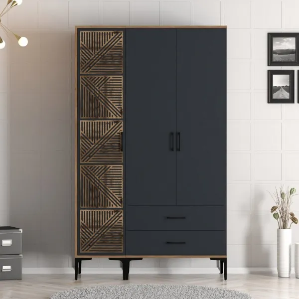Šatníková skriňa Kumsal PT - Walnut, Anthracite