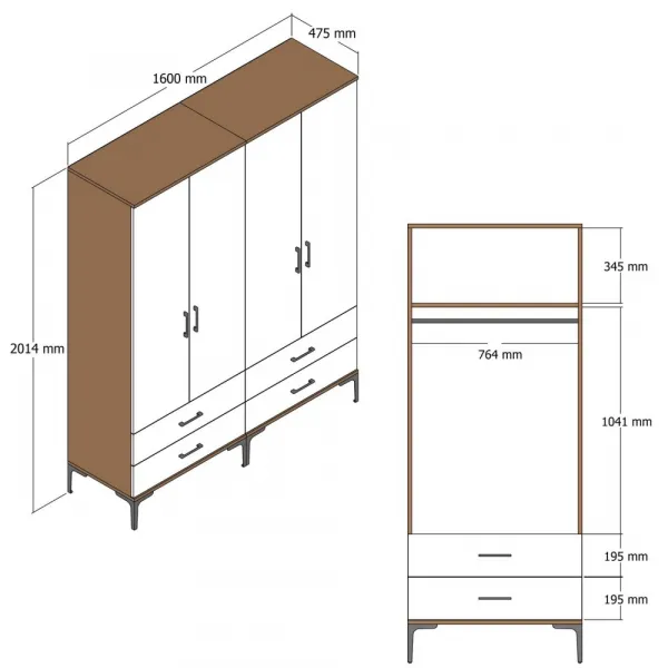 Šatníková skriňa Kumsal TT - Walnut