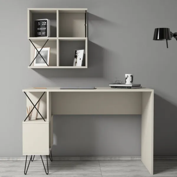 Písací stôl s knižnicou Extra 2 - Cream
