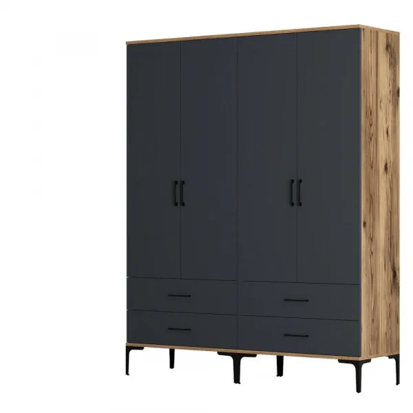 Šatníková skriňa Kumsal TT - Walnut, Anthracite