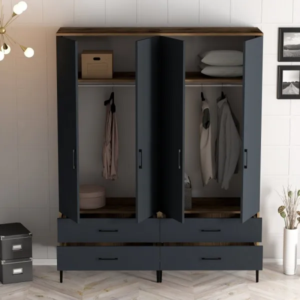 Šatníková skriňa Kumsal TT - Walnut, Anthracite