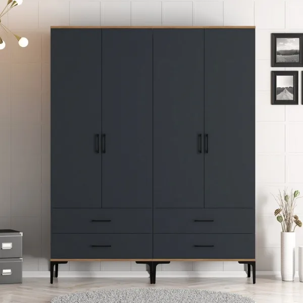 Šatníková skriňa Kumsal TT - Walnut, Anthracite
