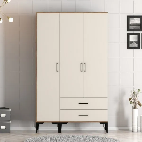 Šatníková skriňa Kumsal ST - Walnut, Cream