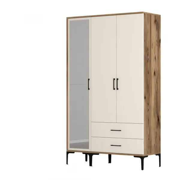 Šatníková skriňa Kumsal RT - Walnut, Cream