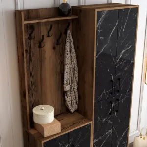 Predsieňová stena Berlin BA - Walnut, Black Marble