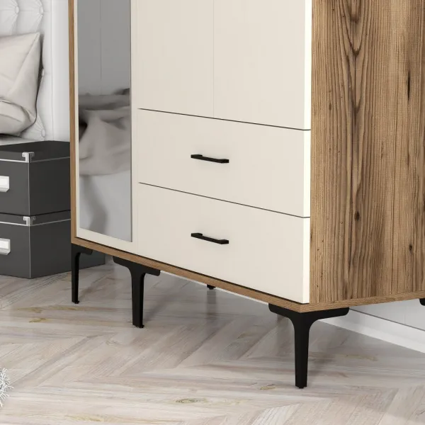 Šatníková skriňa Kumsal RT - Walnut, Cream